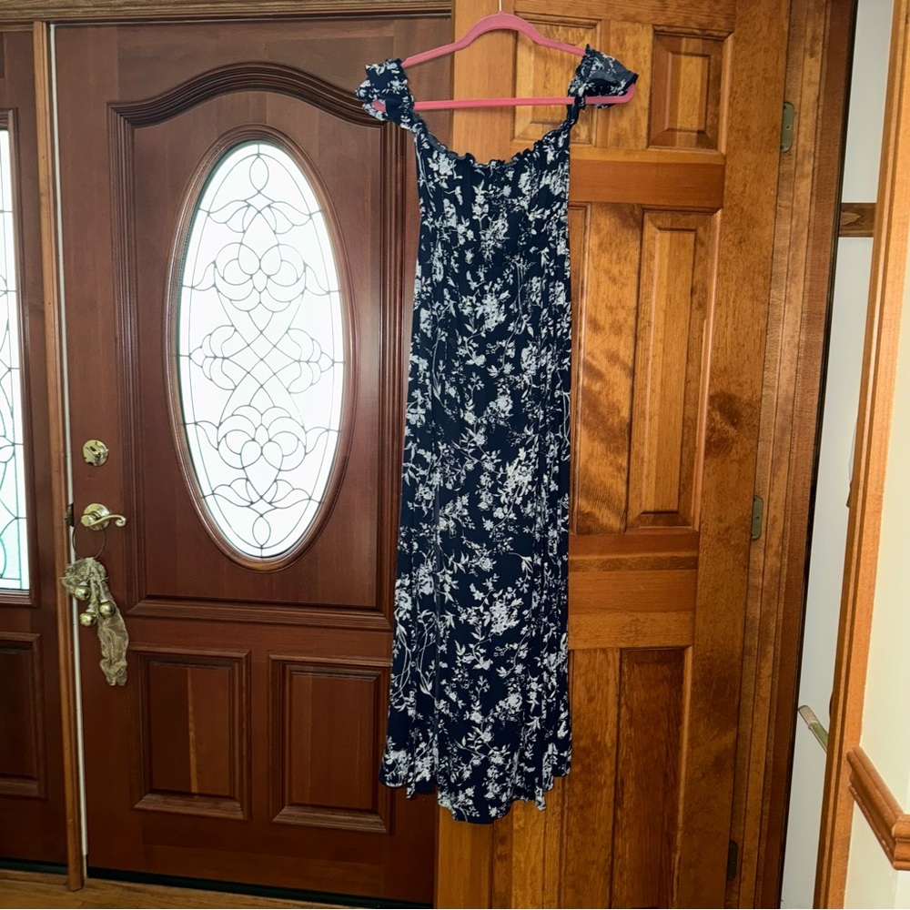 The Sixty Sherman off the shoulder maxi dress with front slits